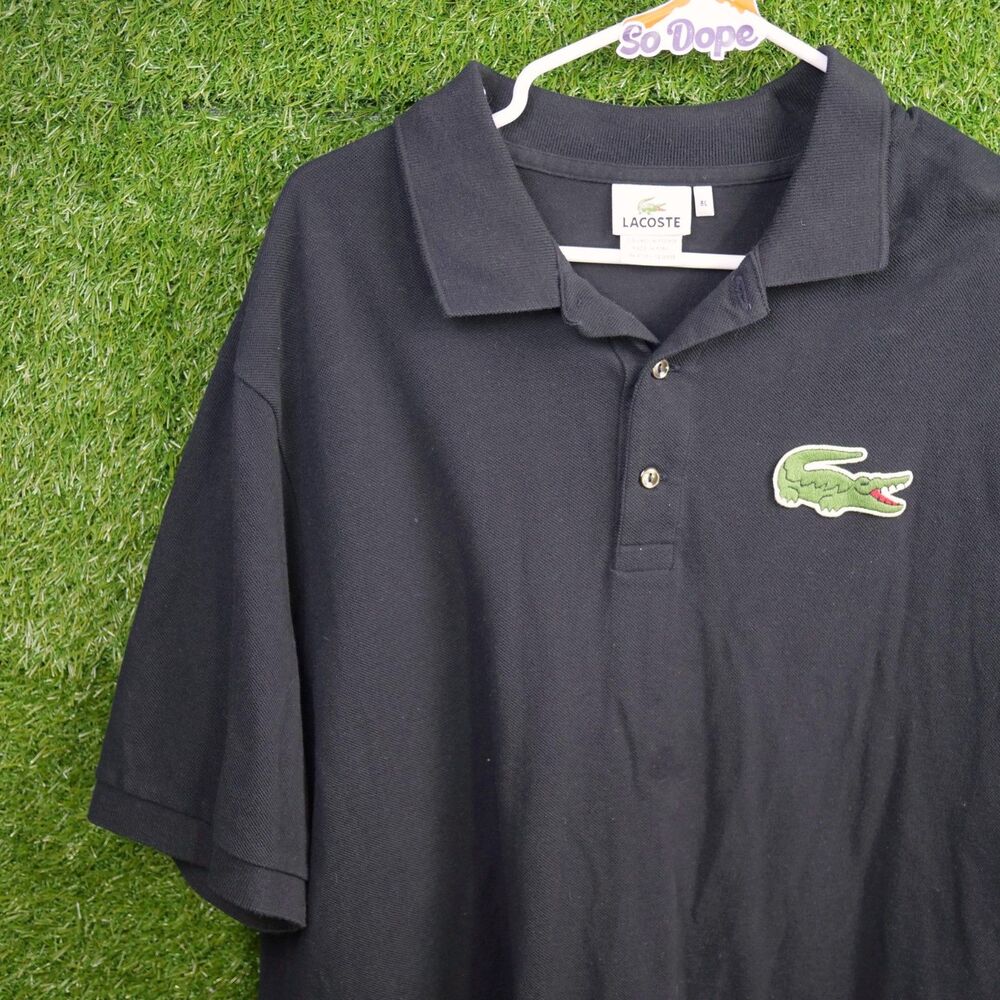 Lacoste Big Croc Oversized Logo Black Polo Shirt - Men's Size 3XL (8)